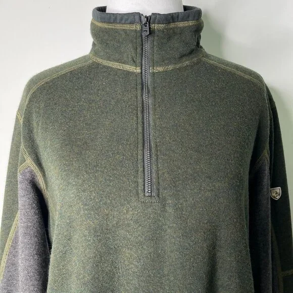 Kühl #3007 Men's Dark Green Revel 1/4 Zip Up Pullover Fleece Size Medium